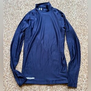 Under Armour Mens ColdGear Compression Shirt Navy Mock Neck Size M Athletic